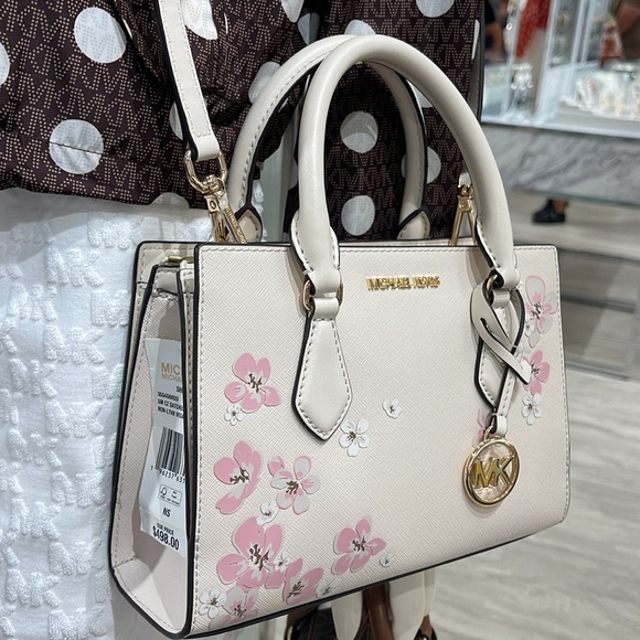 Michael Kors Sheila Small Central Zip Floral Embellished Satchel Crossbody NWT - Picture 12 of 16